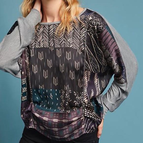 Anthropologie Tops - Anthropologie Micah draped printed plum gray top
